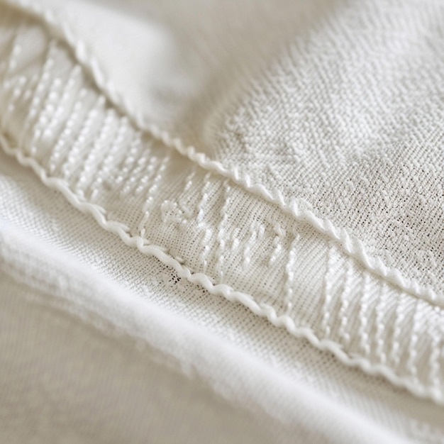 detal haftu na lnianej tkaninie